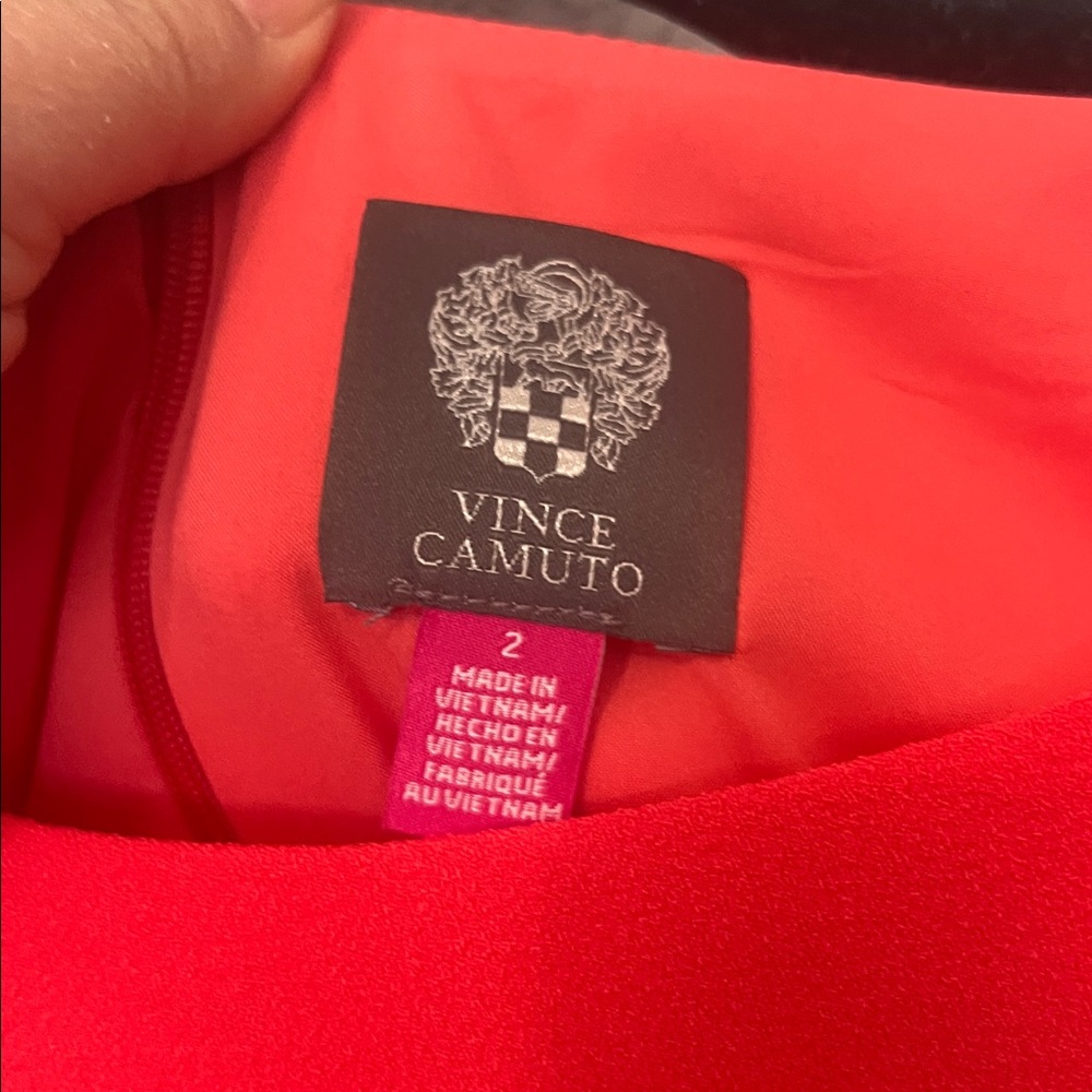 NWT Vince Camuto coral/red Eyelet Sleeve Shift Dress Puff Sleeve Mini ~ Size 2 - Picture 6 of 10